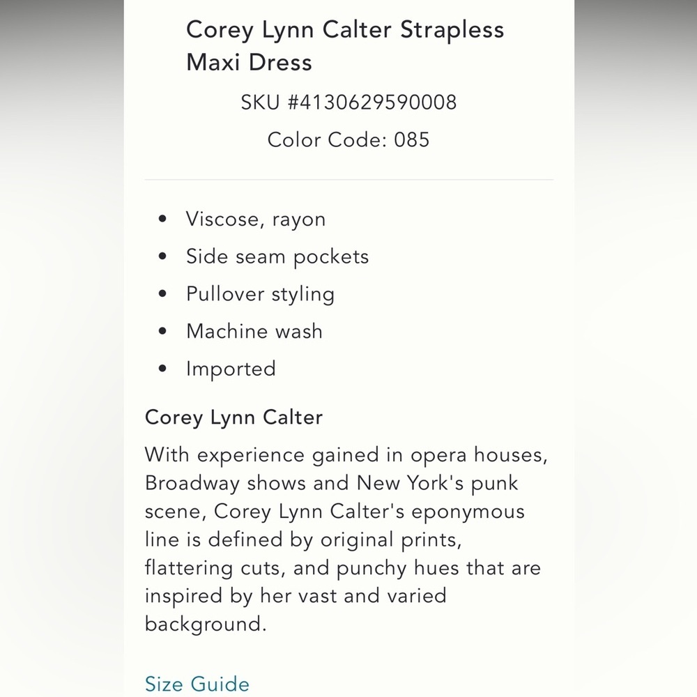🎉VERY RARE🎉 Anthropologie NWT Corey Lynn Calter Strapless Maxi Dress size XL. - Picture 5 of 12